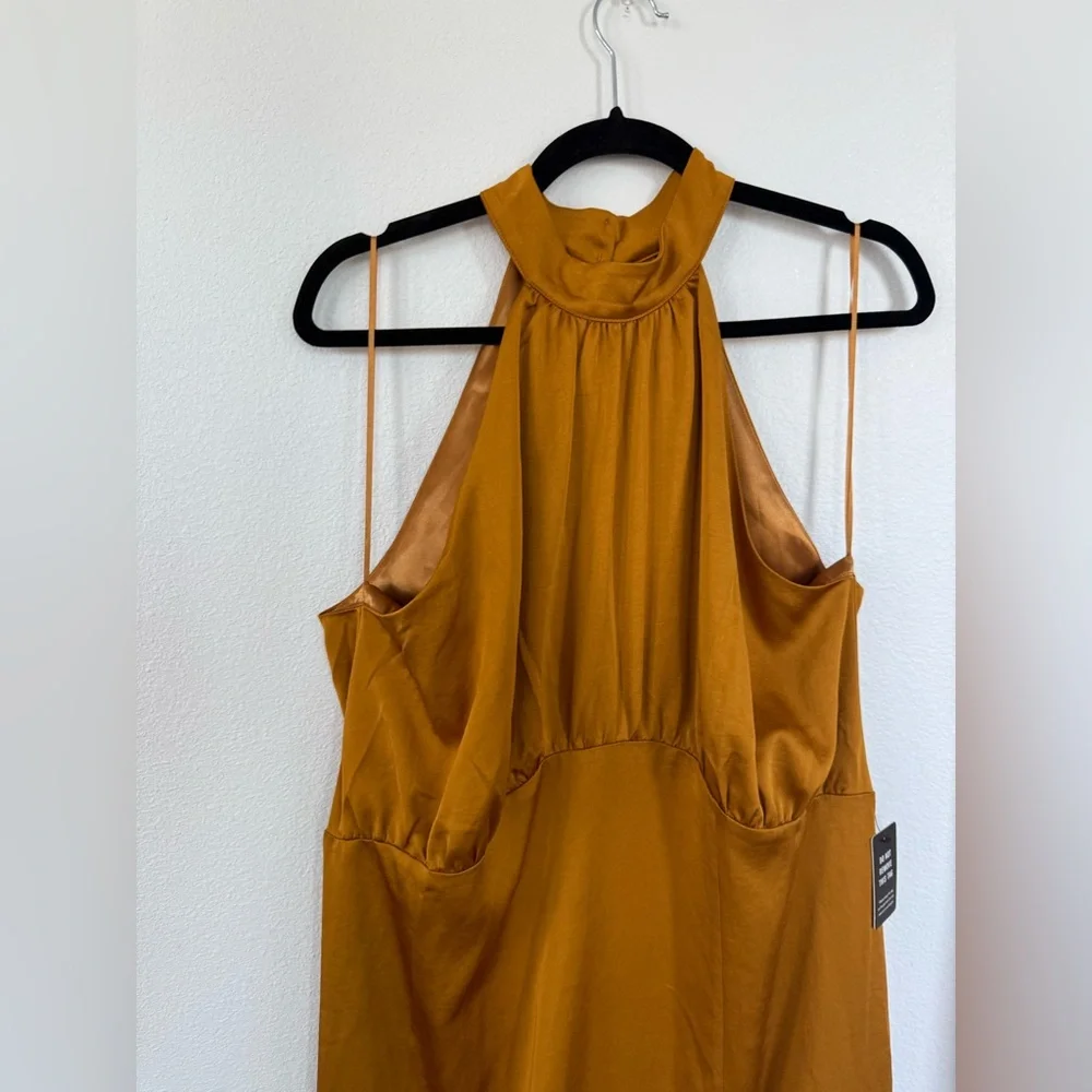 Express Golden Elegant Halter Dress - Picture 2 of 6